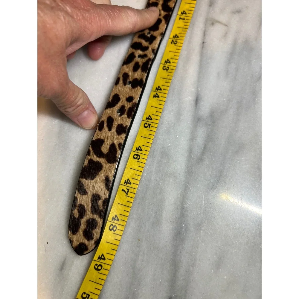 Talbots Leopard Print Haircalf Belt Brown Tan Gold Buckle Plus Size 1X